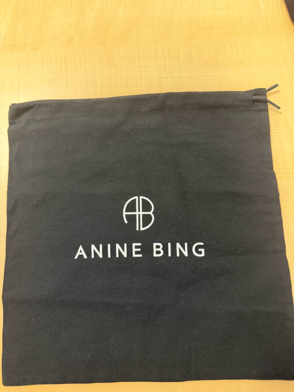 Anine Bing Black Logo Drawstring Pouch